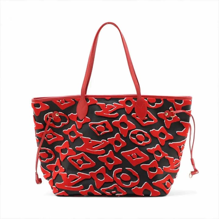 LOUIS VUITTON Neverfull MM LVxUF M45544 Tote Bag BlackxRed Shoulder Leather Felt 7-10-301