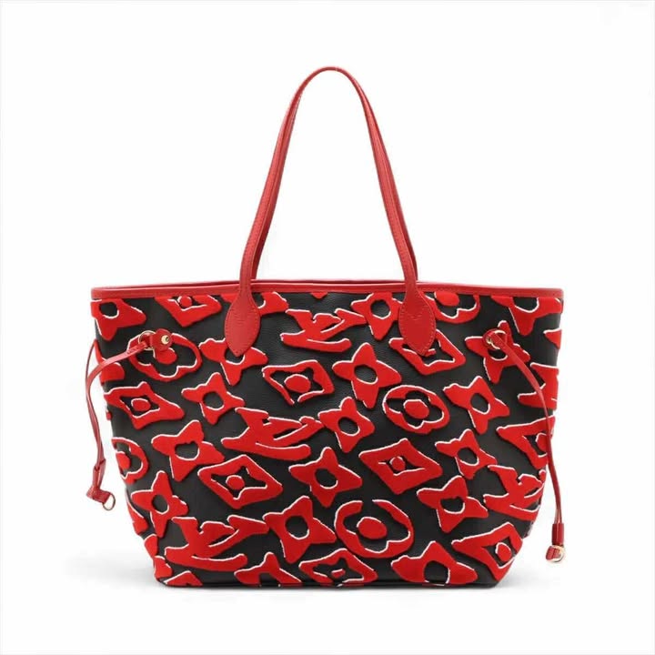 LOUIS VUITTON Neverfull MM LVxUF M45544 Tote Bag BlackxRed Shoulder Leather Felt 7-10-301