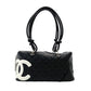CHANEL Cambon Line Bowling Bag Shoulder Bag Black Leather Lambskin Black CC Logo