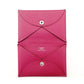HERMES Calvi Card Case Pink-Purple Leather Business Card Holder D-Stamped 6-11-454