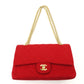 CHANEL Matelassé Cotton Shoulder Bag with Double Flap in Red for Women 6-6-688