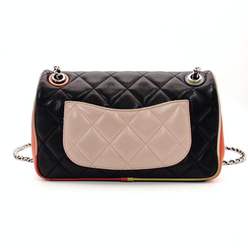 CHANEL Matelassé Colorful Stitch Chain Shoulder Bag Lambskin Black Multicolor Leather 7-2-607
