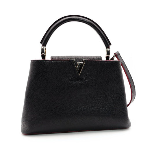 LOUIS VUITTON Capucines PM Handbag 2-Way Black × Pink Leather Black 7-3-621