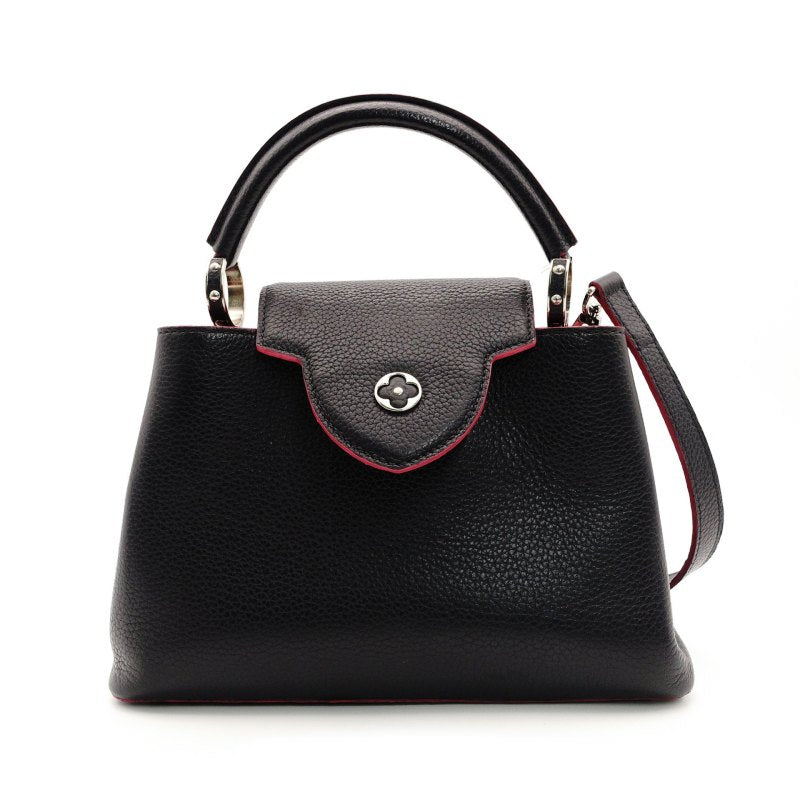 LOUIS VUITTON Capucines PM Handbag 2-Way Black × Pink Leather Black 7-3-621