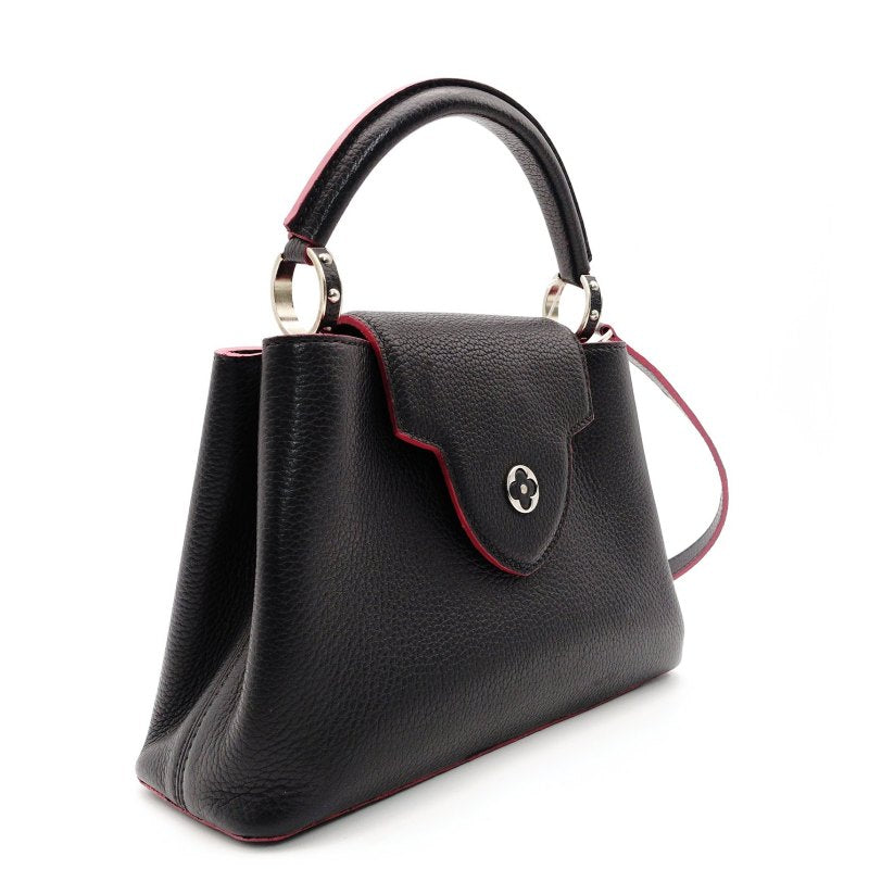 LOUIS VUITTON Capucines PM Handbag 2-Way Black × Pink Leather Black 7-3-621