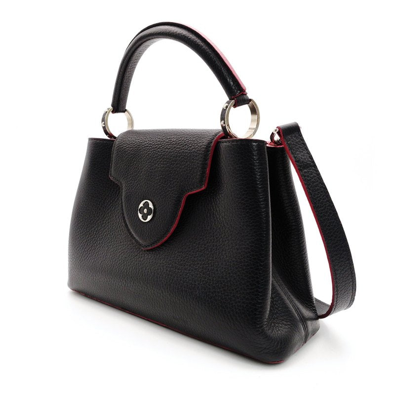 LOUIS VUITTON Capucines PM Handbag 2-Way Black × Pink Leather Black 7-3-621