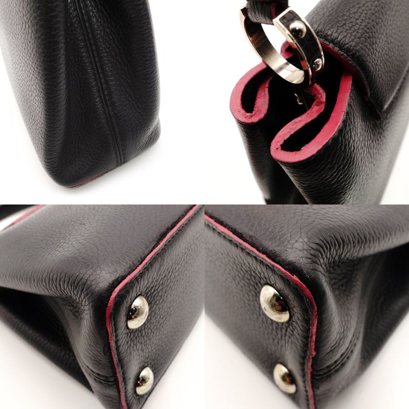 LOUIS VUITTON Capucines PM Handbag 2-Way Black × Pink Leather Black 7-3-621