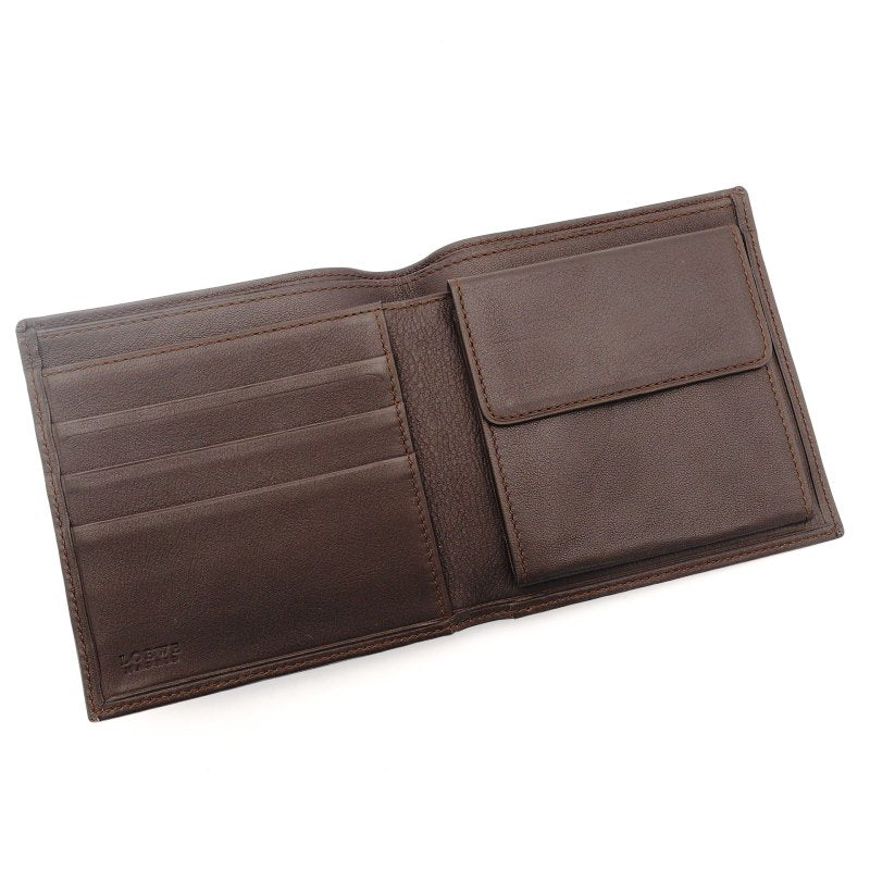 LOEWE Anagram Leather Wallet Brown Mini Wallet Brown Logo 7-4-204