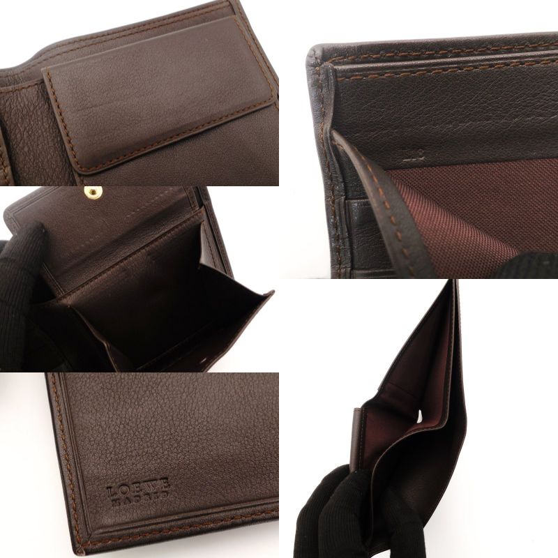 LOEWE Anagram Leather Wallet Brown Mini Wallet Brown Logo 7-4-204