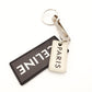 Céline Logo Key Holder Leather Black White Silver Hardware Key Charm 7-5-756