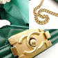 CHANEL Boy Chanel Caviarskin Green Shoulder Bag with Gold Hardware and Chain 7-5-791