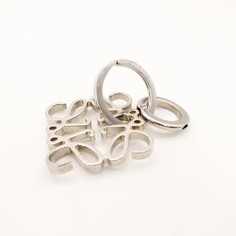 LOEWE Anagram Keyring Key Charm Silver Logo 7-5-863