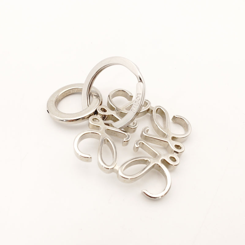 LOEWE Anagram Keyring Key Charm Silver Logo 7-5-863