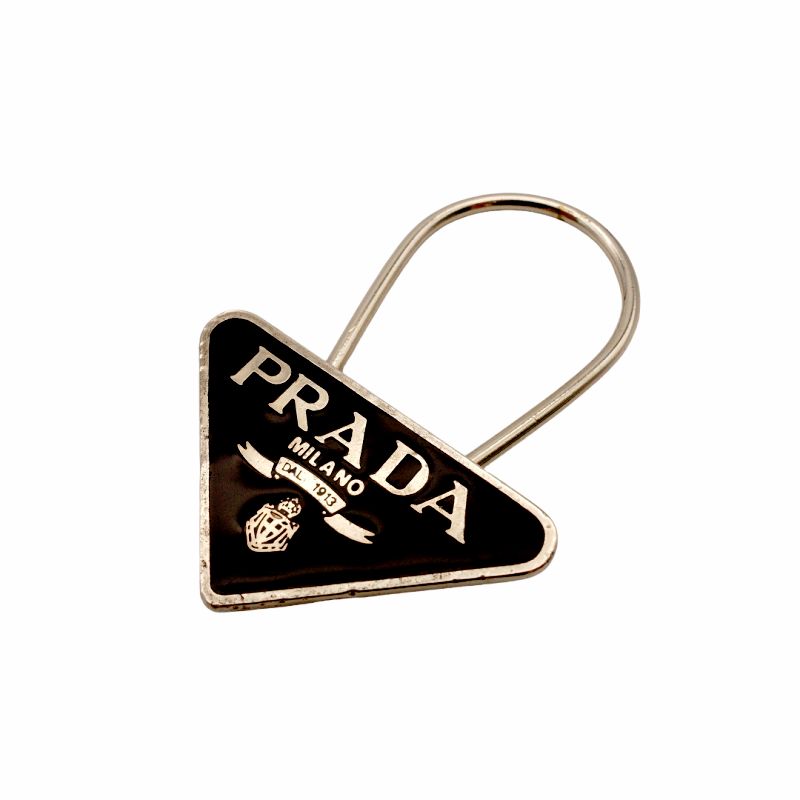 PRADA Key Charm Key Holder Black × Silver Logo 7-6-515