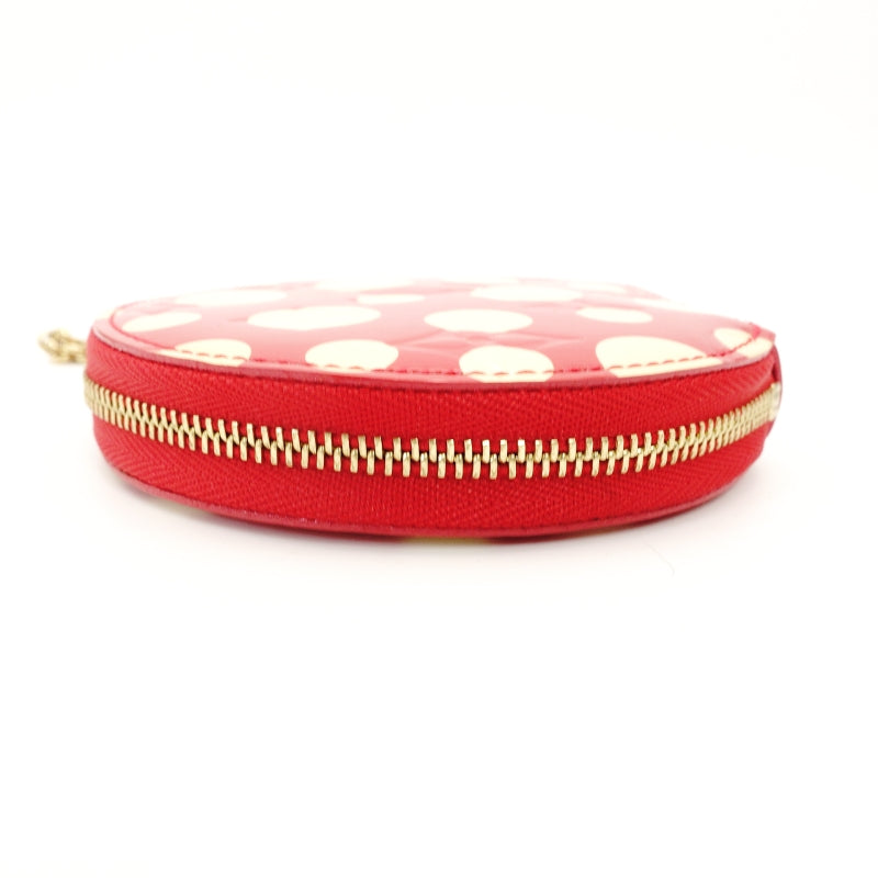 LOUIS VUITTON Yayoi Kusama Portemonnaie Chapeau Coin Case Red Patent Leather 7-6-558
