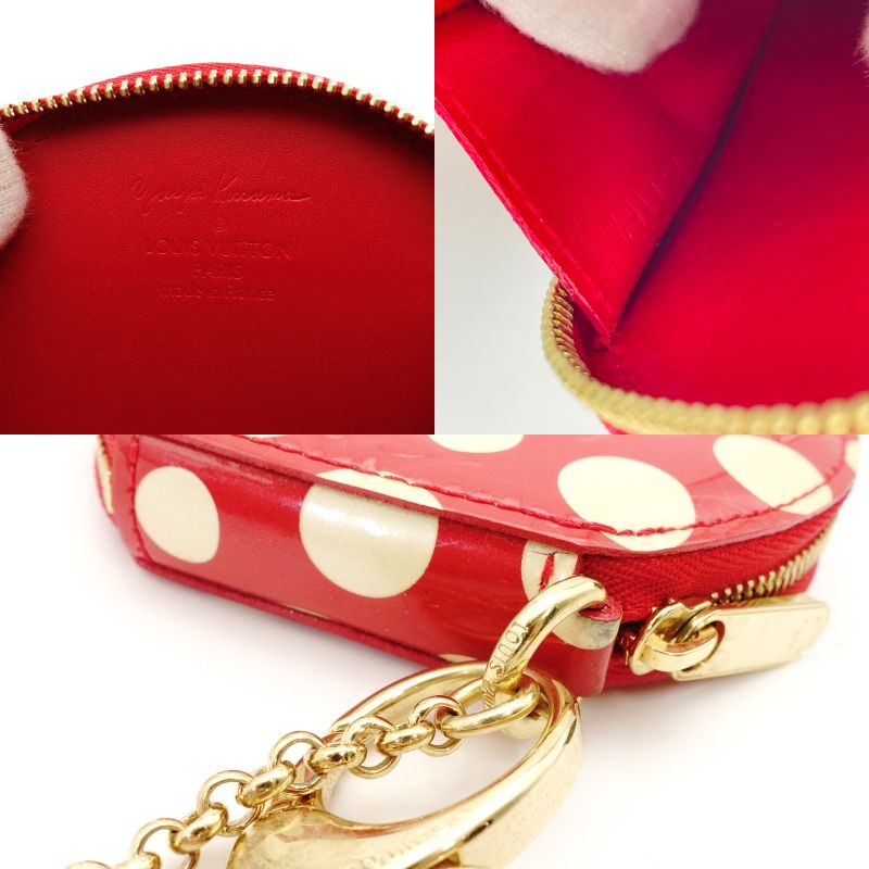 LOUIS VUITTON Yayoi Kusama Portemonnaie Chapeau Coin Case Red Patent Leather 7-6-558