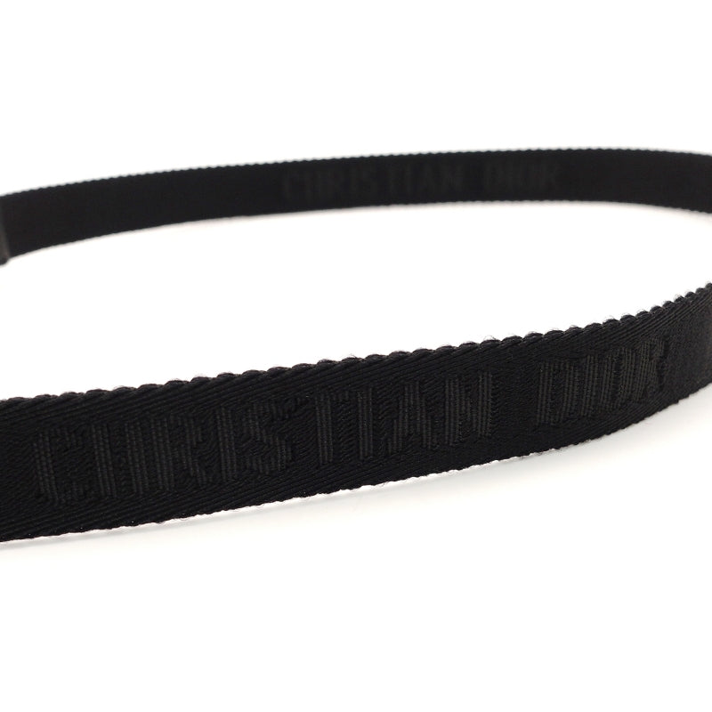 Christian Dior Belt Black Nylon CD Logo Black Unisex Gold Hardware 7-6-649