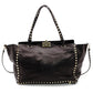 Valentino Garavani Rock Stud 2-Way Handbag Black Leather Black 7-7-1023