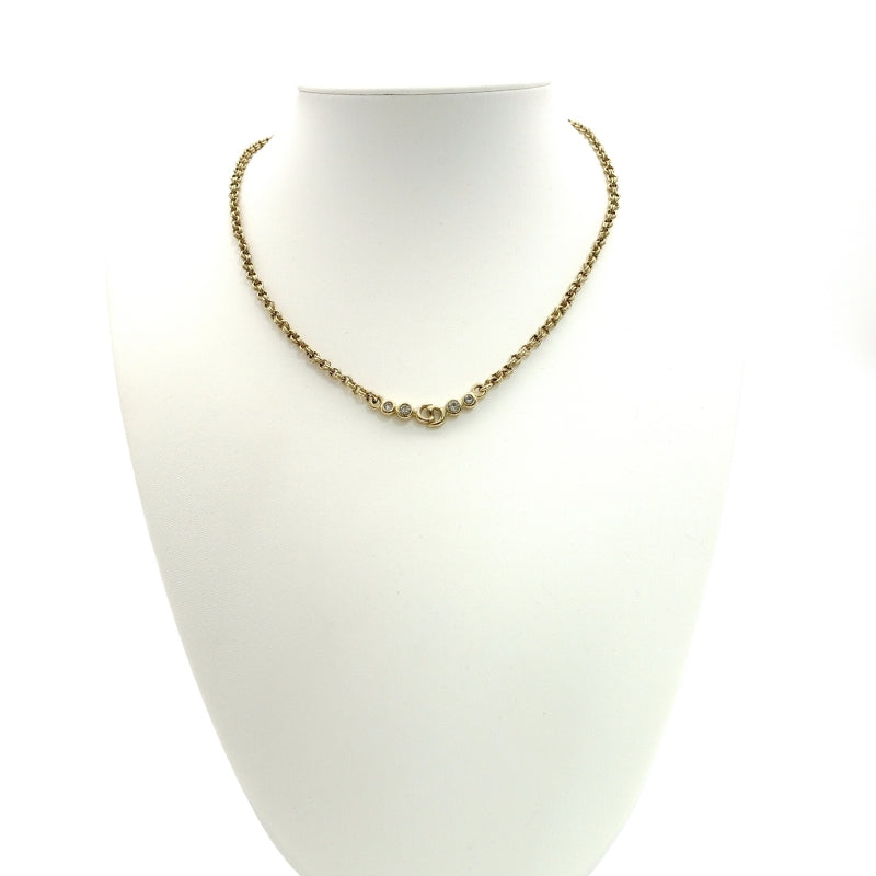 Christian Dior Necklace Gold CD Logo Rhinestones With Box 7-7-1034