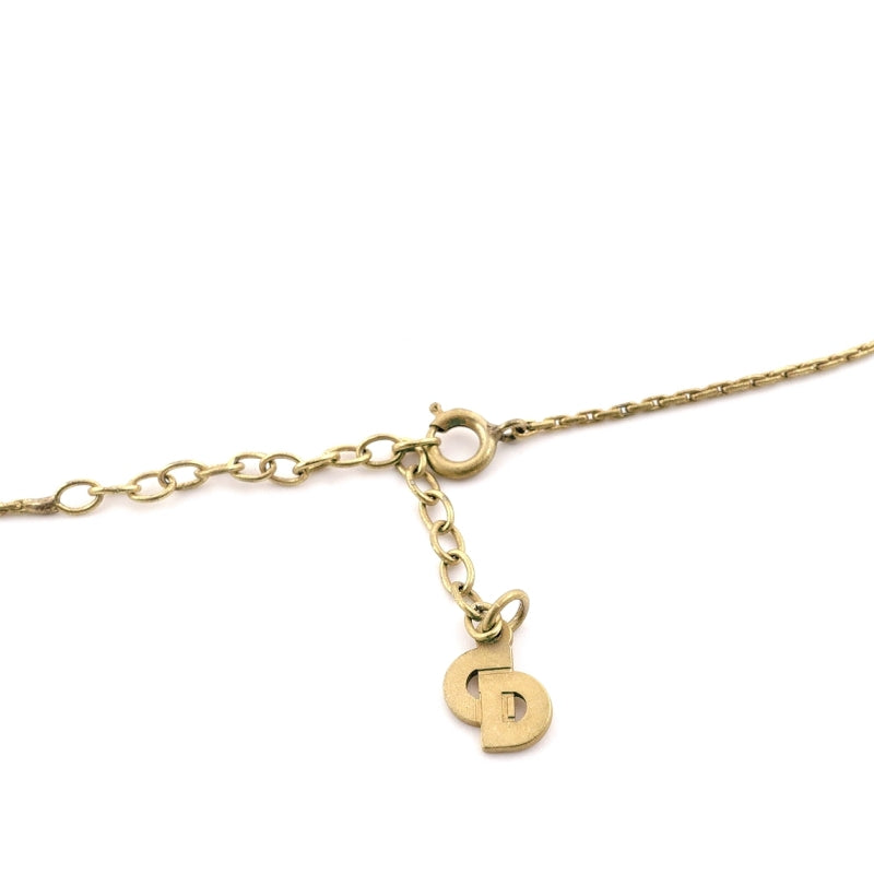 Christian Dior Necklace Gold CD Logo Rhinestone 7-7-1104