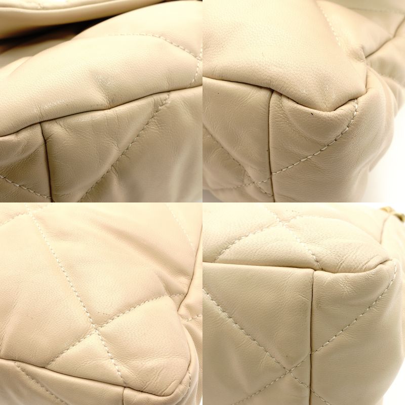 CHANEL 19 Large Shoulder Bag Lambskin Beige 28 Series Chain Shoulder 7-7-1111