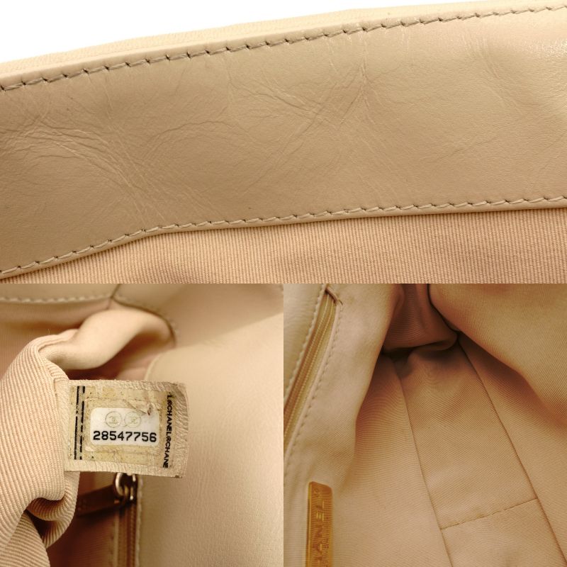 CHANEL 19 Large Shoulder Bag Lambskin Beige 28 Series Chain Shoulder 7-7-1111