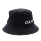 Celine Bucket Hat Black Canvas Black Size L Logo 7-7-1162