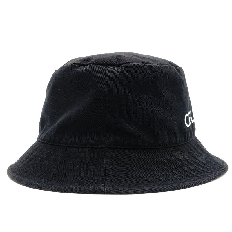 Celine Bucket Hat Black Canvas Black Size L Logo 7-7-1162