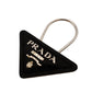 PRADA Key Charm Saffiano Charm Key Holder Leather Black × Silver Logo 7-7-1168