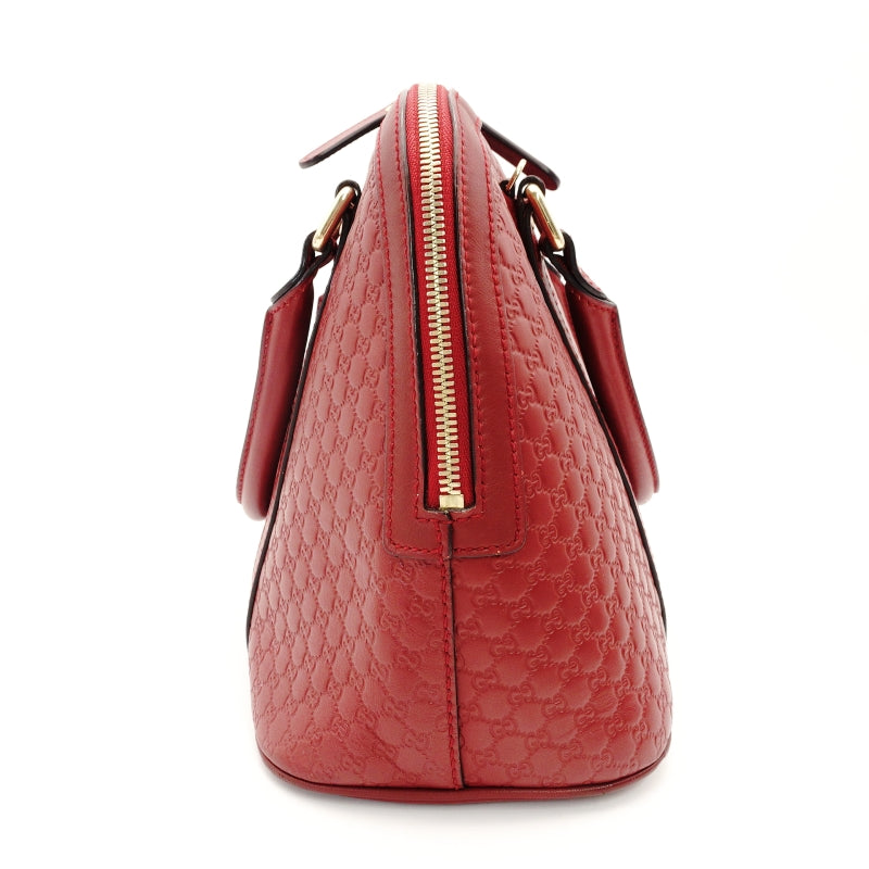 GUCCI Handbag Micro GG Logo Leather Red 2-Way 7-7-238