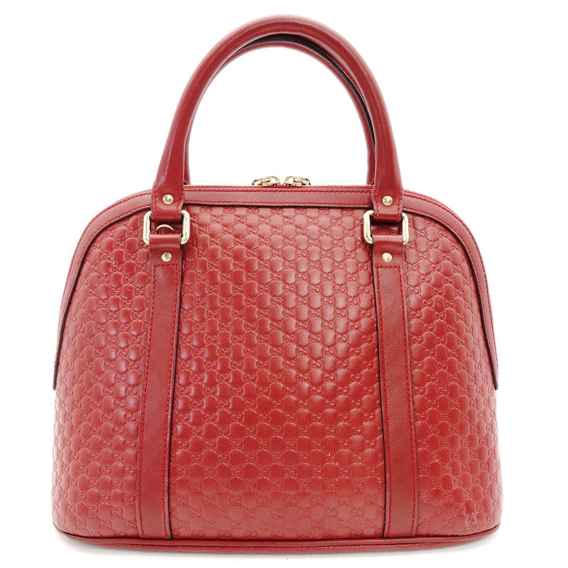 GUCCI Handbag Micro GG Logo Leather Red 2-Way 7-7-238