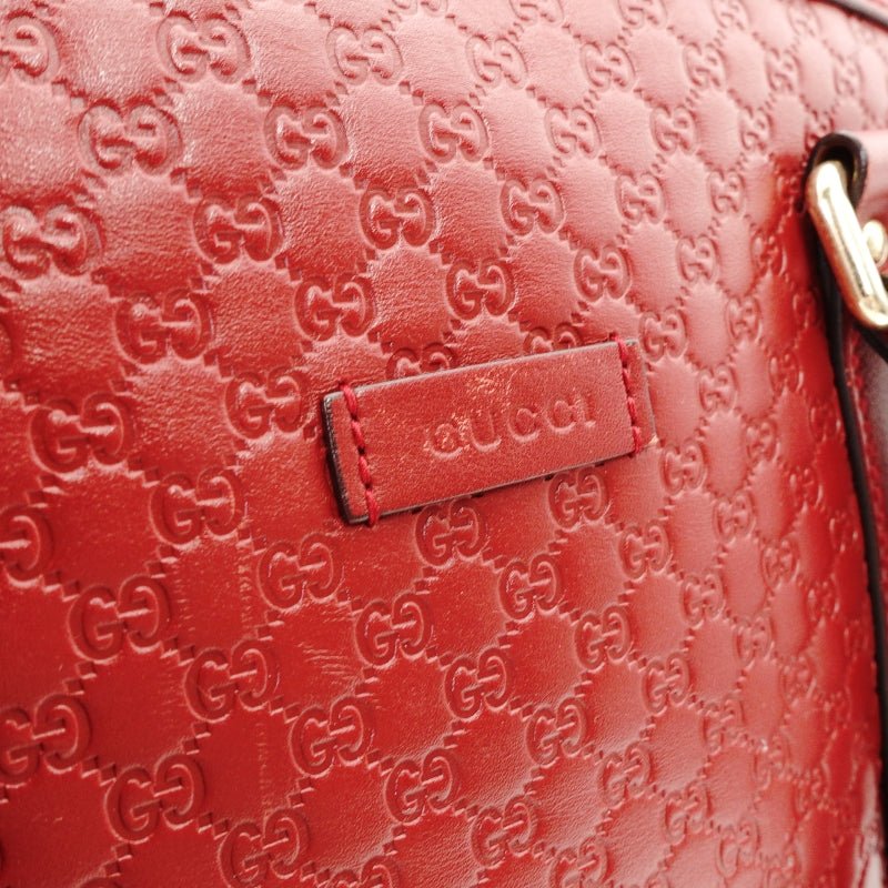 GUCCI Handbag Micro GG Logo Leather Red 2-Way 7-7-238