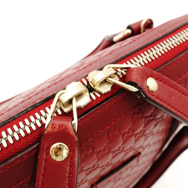 GUCCI Handbag Micro GG Logo Leather Red 2-Way 7-7-238