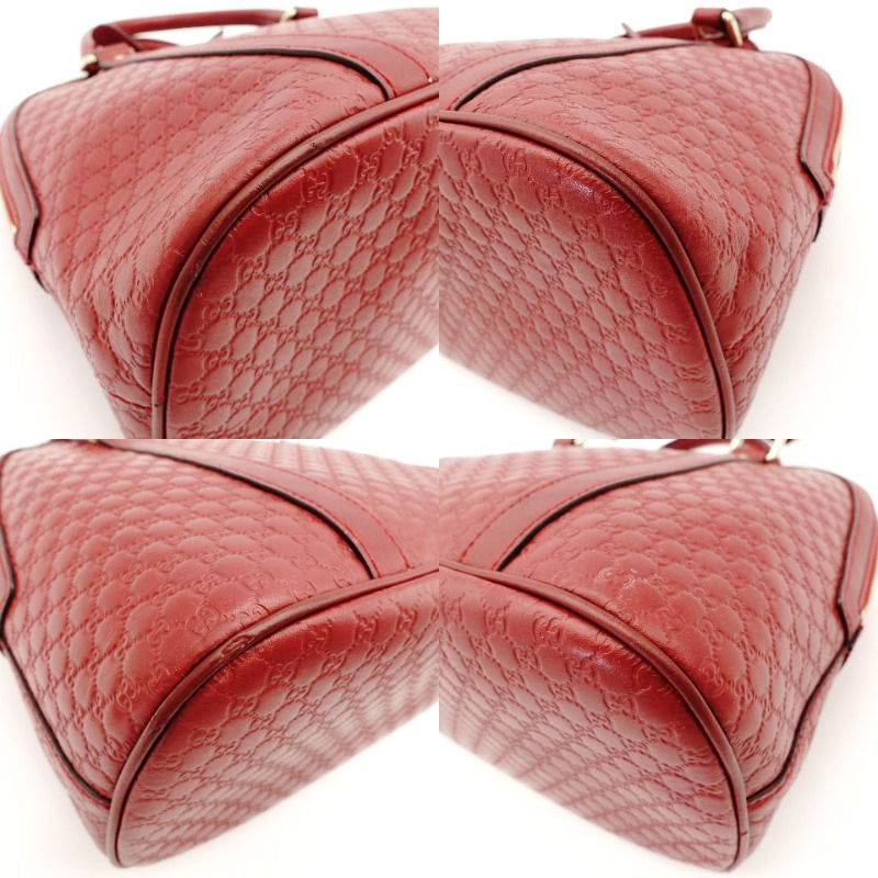 GUCCI Handbag Micro GG Logo Leather Red 2-Way 7-7-238