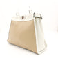 FENDI Peekaboo Handbag Beige × White Leather 2-Way Shoulder 7-7-307