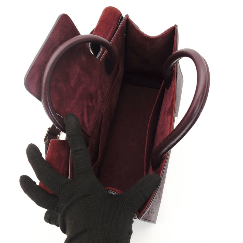 Christian Dior Eva Handbag Leather Purple 2-Way Bordeaux Silver Hardware 7-7-350