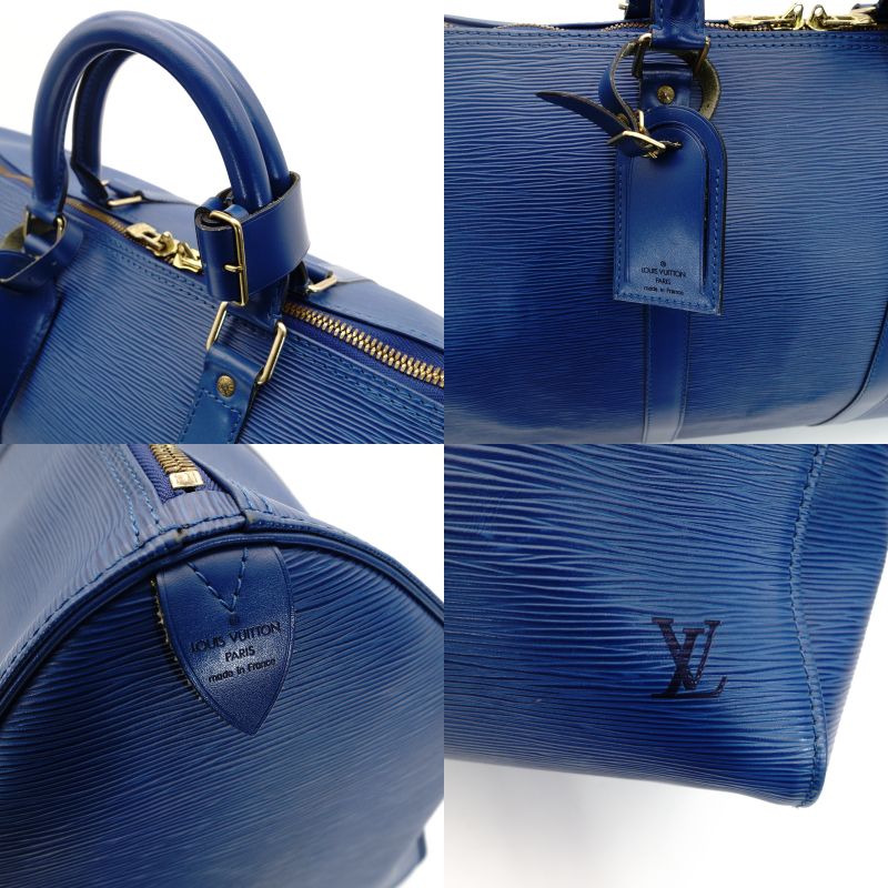 LOUIS VUITTON Epi Key Pouch 55 Blue Leather Boston Bag Blue Travel 7-7-355