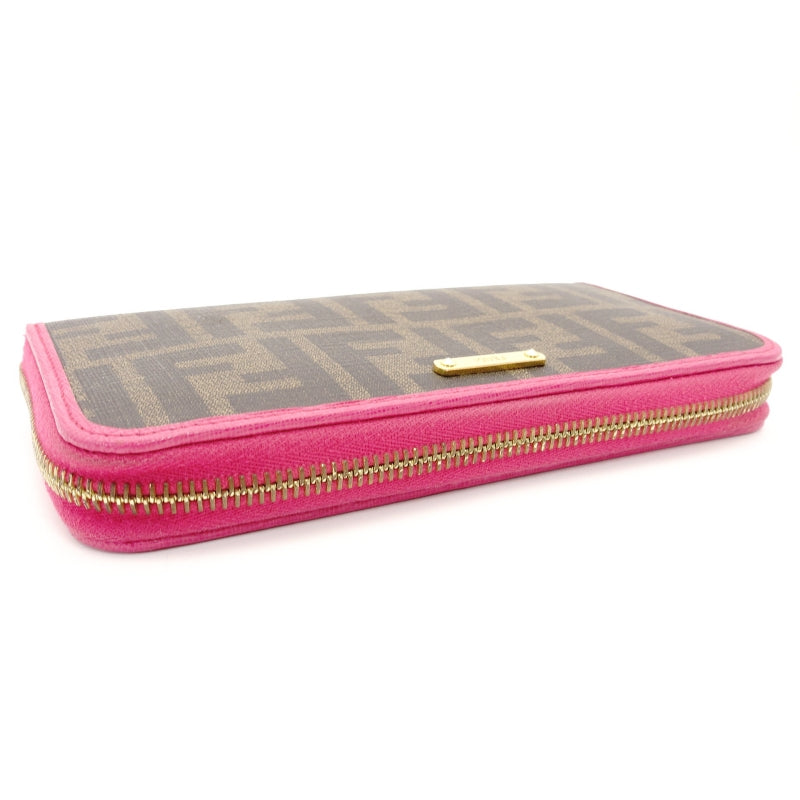 FENDI Long Wallet Zucca Brown × Pink PVC Leather Wallet 7-7-380