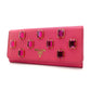 PRADA Long Wallet Nylon Pink Rhinestone Women's Wallet with Box 7-7-507