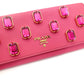 PRADA Long Wallet Nylon Pink Rhinestone Women's Wallet with Box 7-7-507
