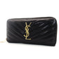 Saint Laurent Long Wallet Black YSL Logo Black Leather Zipper Gold Hardware 7-7-753