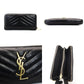 Saint Laurent Long Wallet Black YSL Logo Black Leather Zipper Gold Hardware 7-7-753