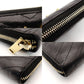 Saint Laurent Long Wallet Black YSL Logo Black Leather Zipper Gold Hardware 7-7-753