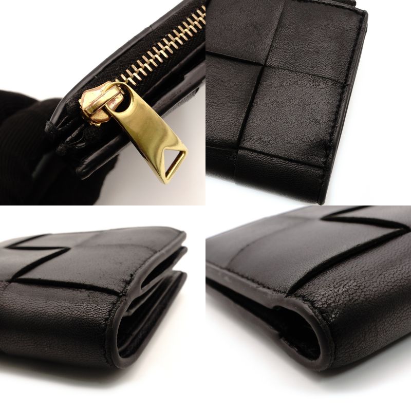 BOTTEGA VENETA Wallet Intrecciato Black Leather Bifold Black 7-7-893