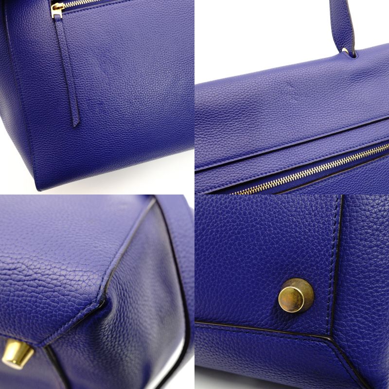 Celine Belt Bag Handbag Blue Leather Women's 7-8-035