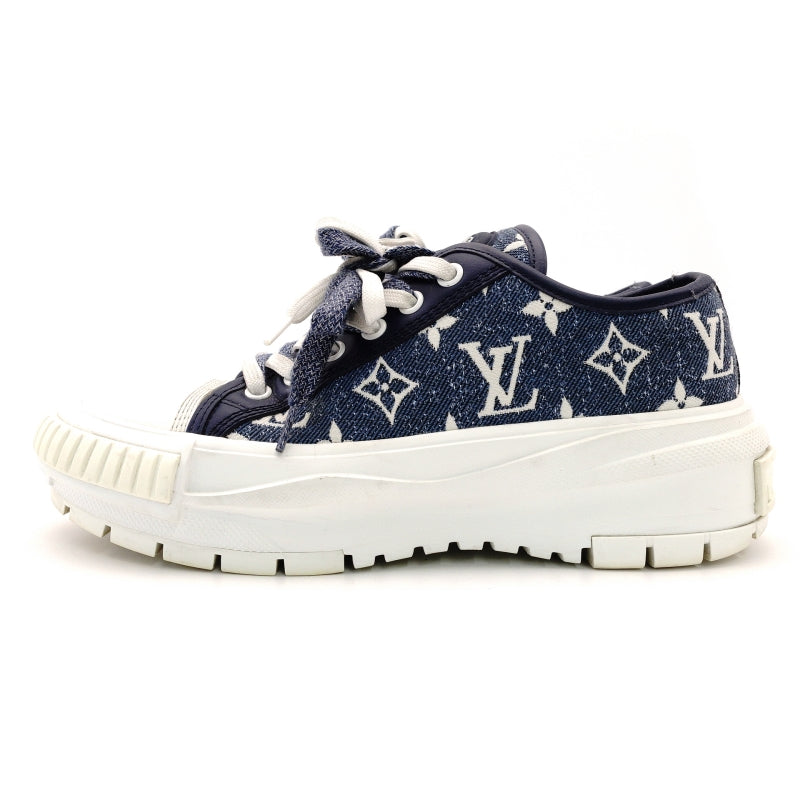 LOUIS VUITTON Sneakers Size 36.5 Approx. 9.1"~9.3" Denim Rubber Blue White With Box 7-8-060