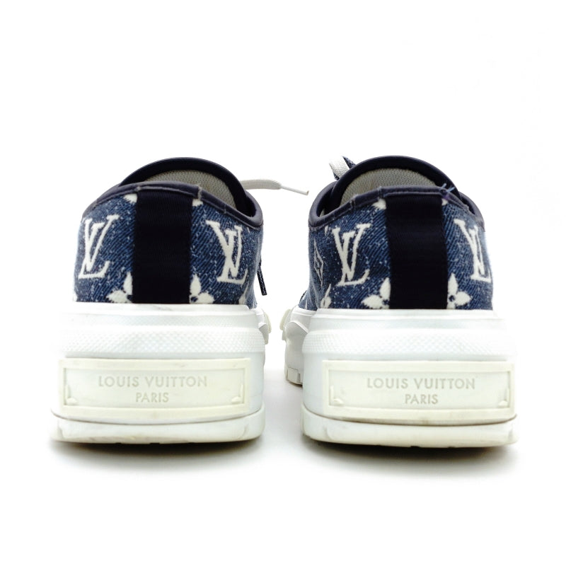 LOUIS VUITTON Sneakers Size 36.5 Approx. 9.1"~9.3" Denim Rubber Blue White With Box 7-8-060