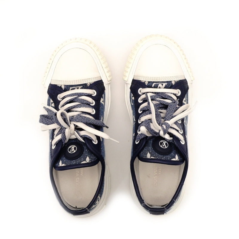 LOUIS VUITTON Sneakers Size 36.5 Approx. 9.1"~9.3" Denim Rubber Blue White With Box 7-8-060