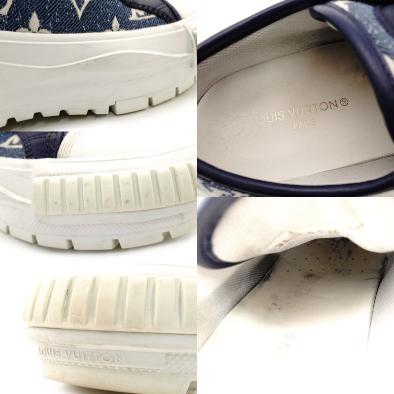 LOUIS VUITTON Sneakers Size 36.5 Approx. 9.1"~9.3" Denim Rubber Blue White With Box 7-8-060