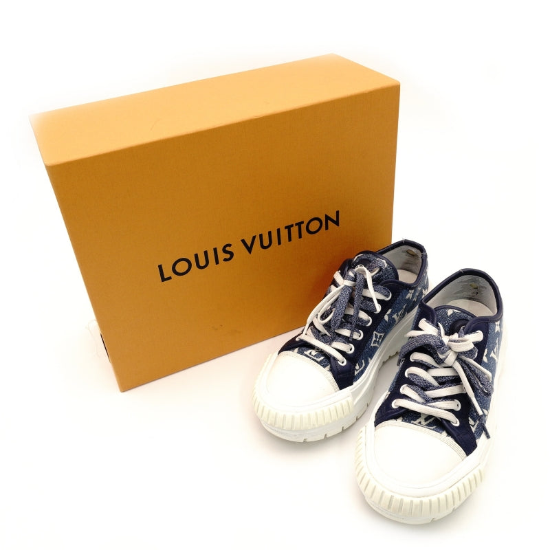 LOUIS VUITTON Sneakers Size 36.5 Approx. 9.1"~9.3" Denim Rubber Blue White With Box 7-8-060